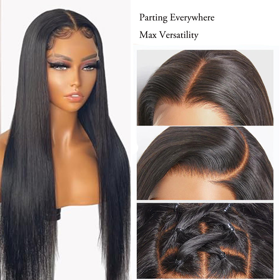 13x4 Full Lace Frontal Wig Pre Bleached Small Knot Transparent Lace Wig Silky Straight