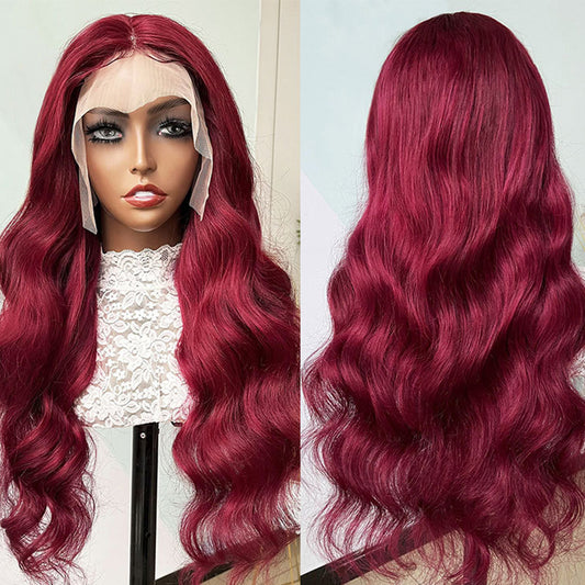 Customization 99j Burgendy 13x4 Lace Front Human Hair Wig