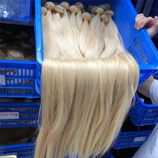 613 Blonde Straight Human Hair Bundles 32 34 36 38 40 inch