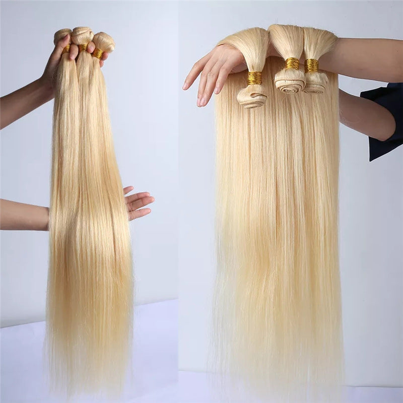 613 Blonde Straight Human Hair Bundles 32 34 36 38 40 inch