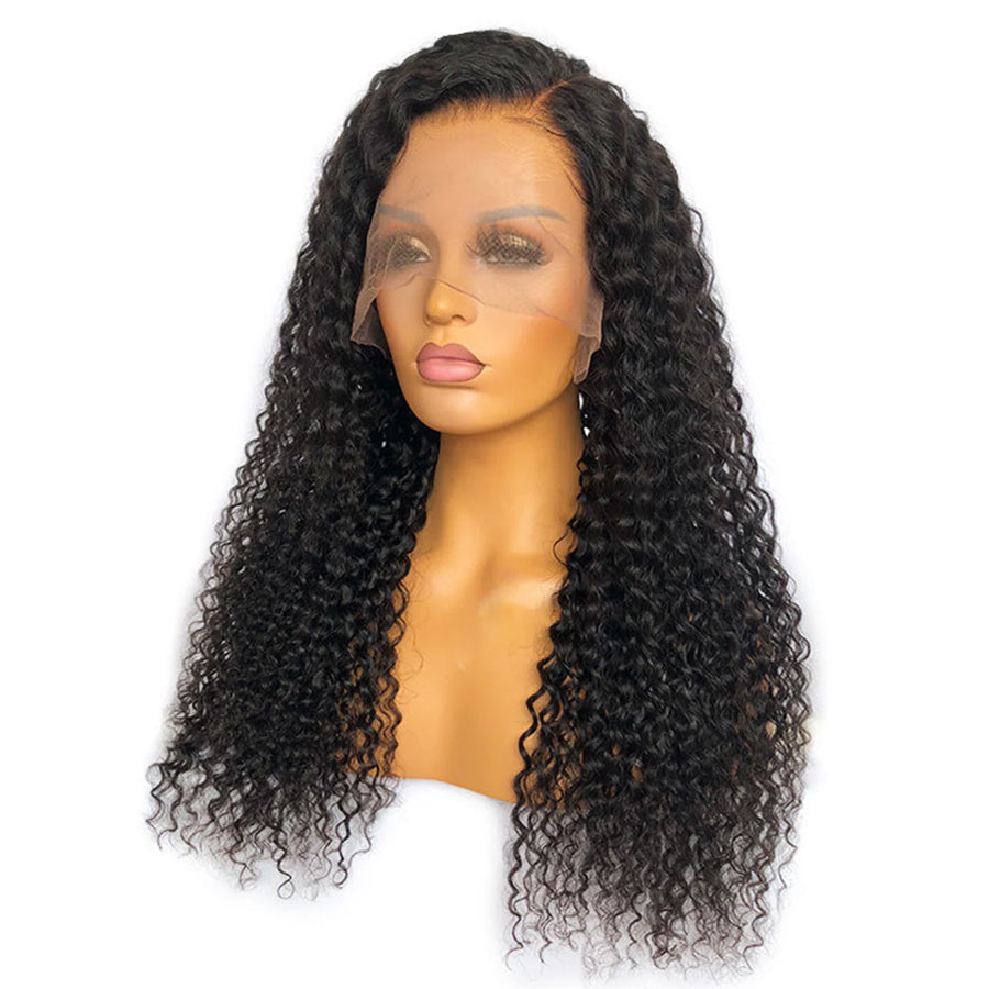 13x6 Curly Lace Front Wig Deep Curly Wave HD Lace Frontal Human Hair Wig Pre Bleached Knot