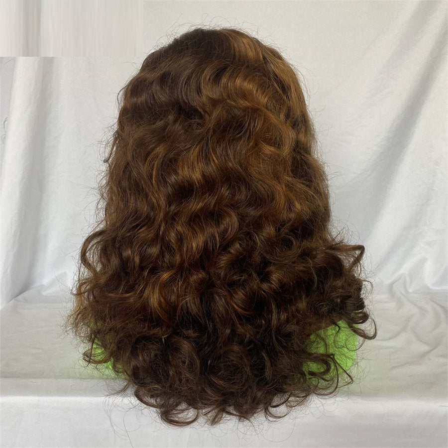 Double Drawn Highlight 4/27 Bouncy Curly Wig 13x4 Full Frontal Lace Front Human Hair Wig