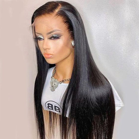 13x4 Full Lace Frontal Wig Pre Bleached Small Knot Transparent Lace Wig Silky Straight