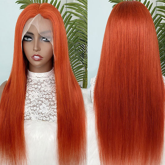 Customization Ginger Color 13x4 Straight Lace Front Human Hair Wig