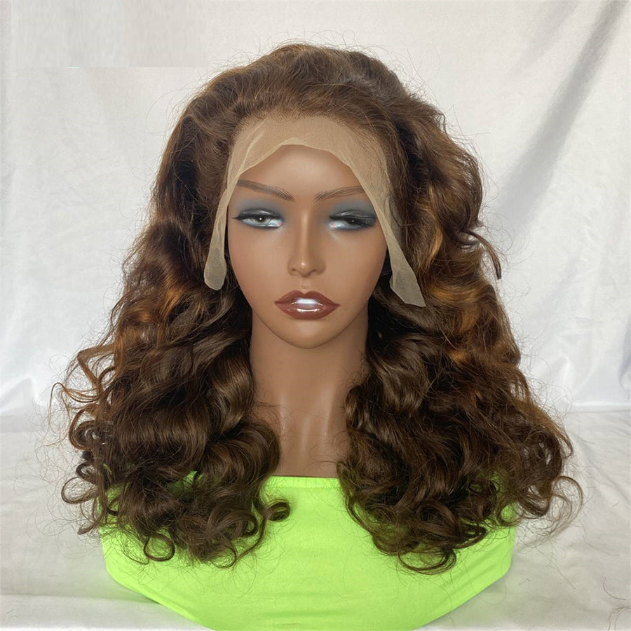 Double Drawn Highlight 4/27 Bouncy Curly Wig 13x4 Full Frontal Lace Front Human Hair Wig