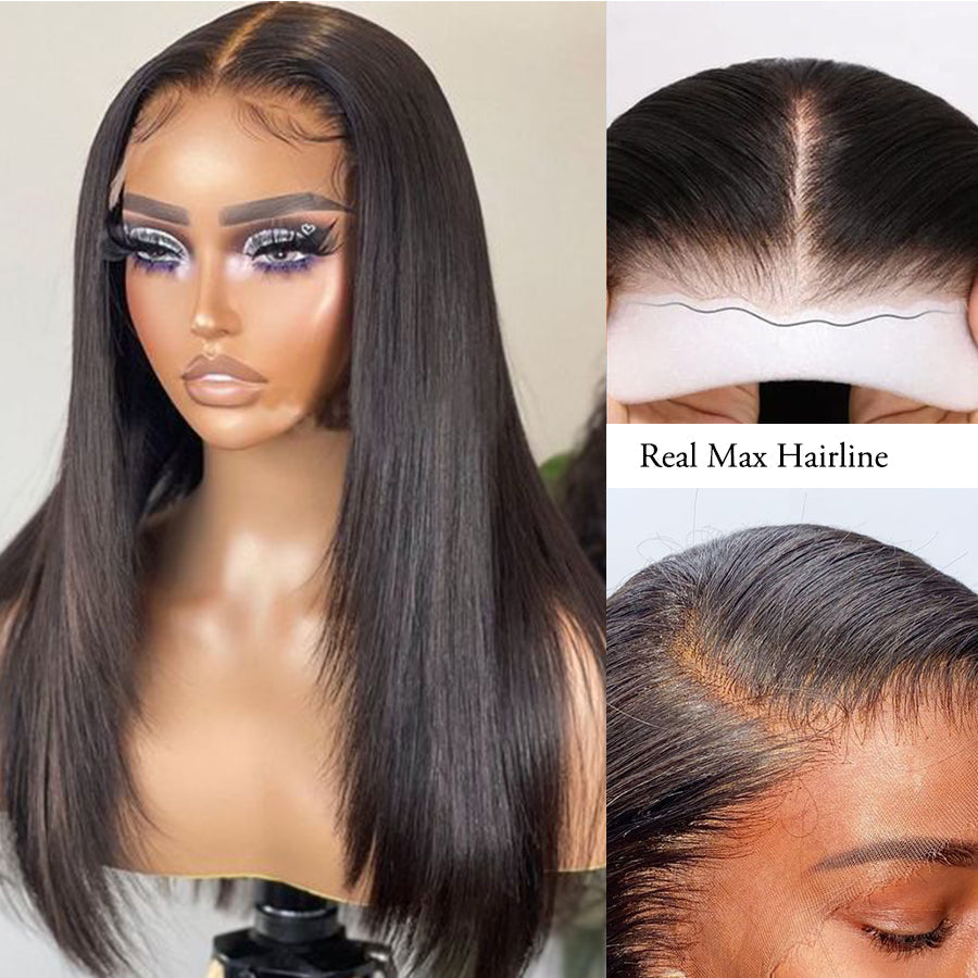 13x4 Full Lace Frontal Wig Pre Bleached Small Knot Transparent Lace Wig Silky Straight