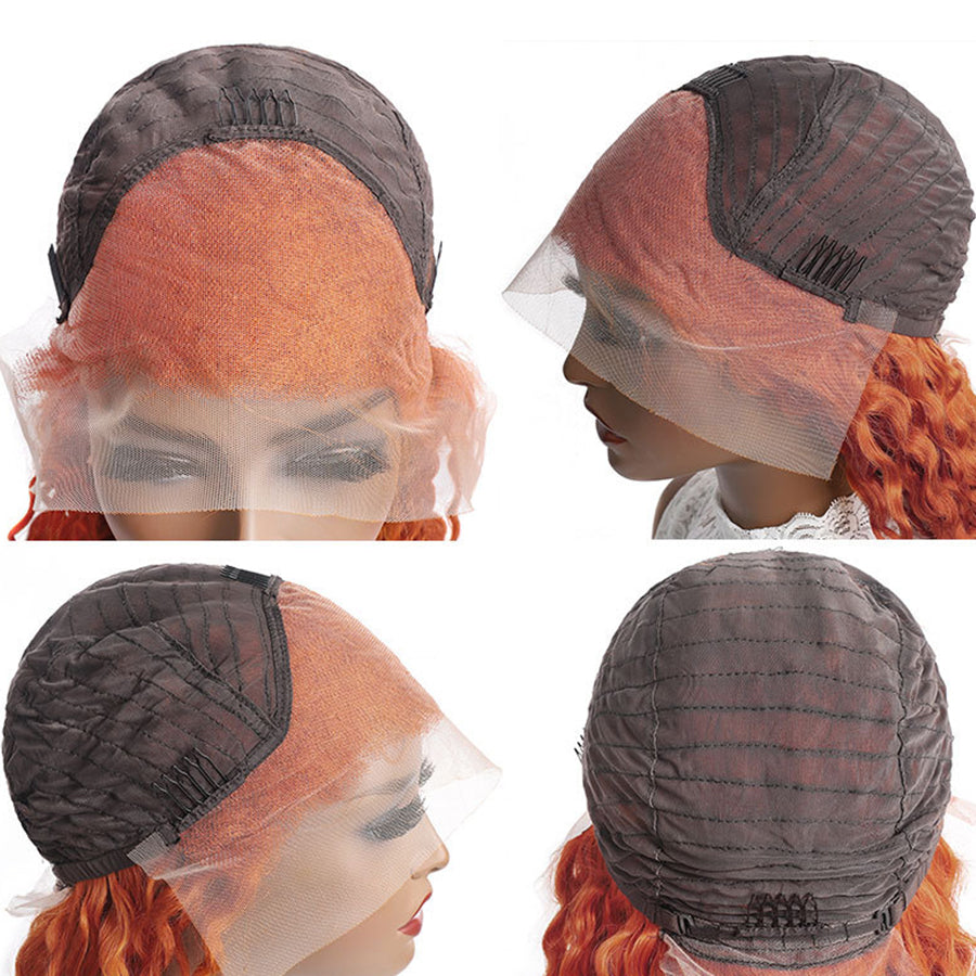 Customization Ginger Color 13x4 Lace Front Curly Human Hair Wig